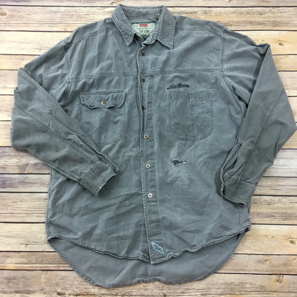 Grey, Levi Strauss distressed button down